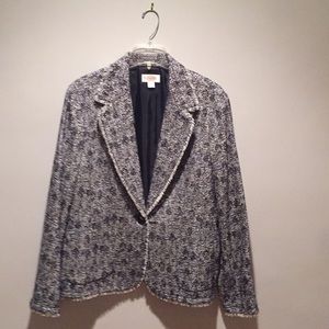 Beautiful black and white blazer fringe detail